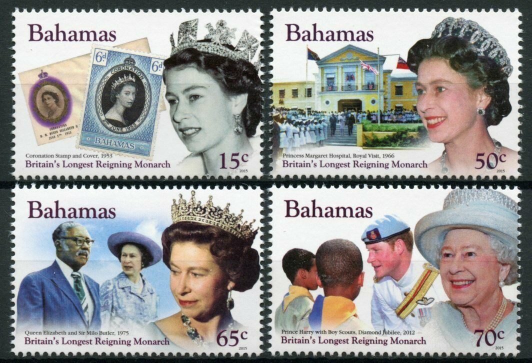 Bahamas 2015 MNH Royalty Stamps Queen Elizabeth II Longest Reign Monarch 4v Set