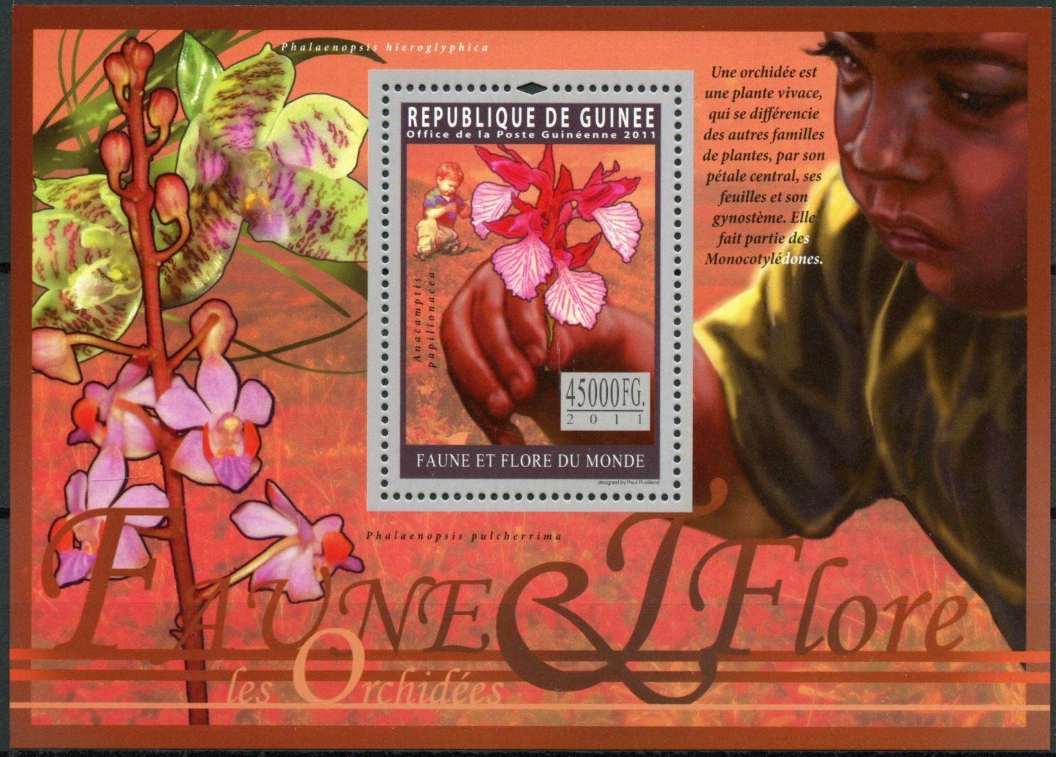 Guinea Flowers Stamps 2011 MNH Orchids Orchid Fauna & Flora Nature 1v S/S