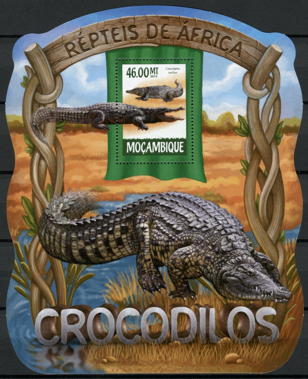 Mozambique 2015 MNH Reptiles Stamps Crocodiles African Crocodile 1v S/S I