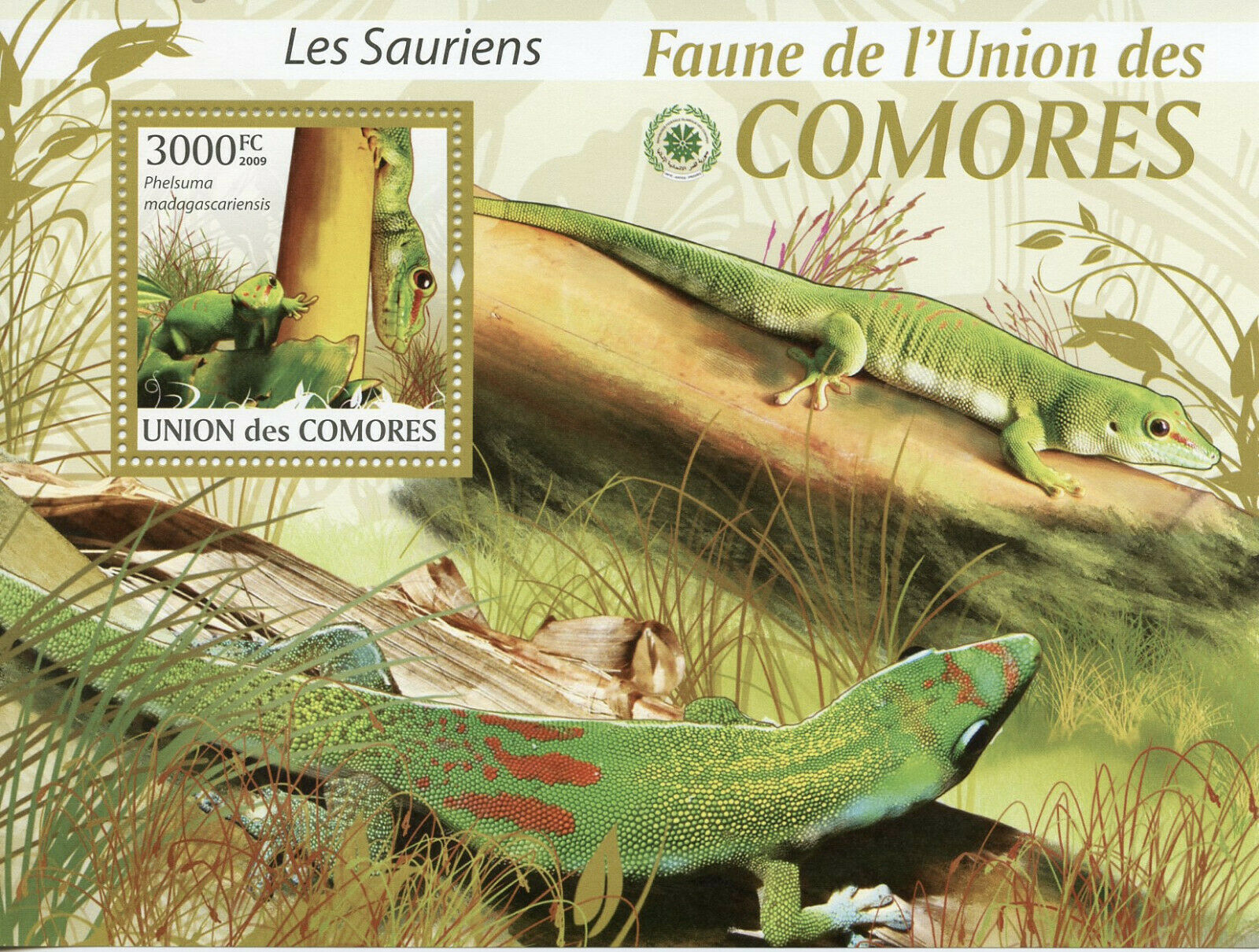 Comoros Lizards Stamps 2009 MNH Saurians Geckos Reptiles Fauna 1v S/S