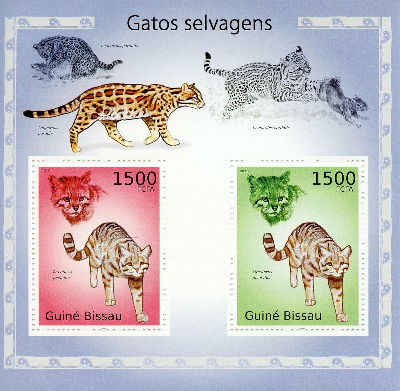 Guinea-Bissau Wild Cats Stamps 2010 MNH Oncilla Animals Mammals Fauna 2v S/S