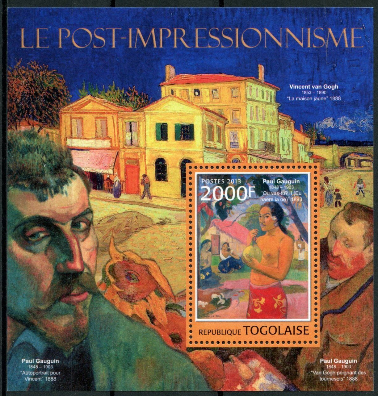 Togo Art Stamps 2013 MNH Post-Impressionism Gauguin Van Gogh Paintings 1v S/S