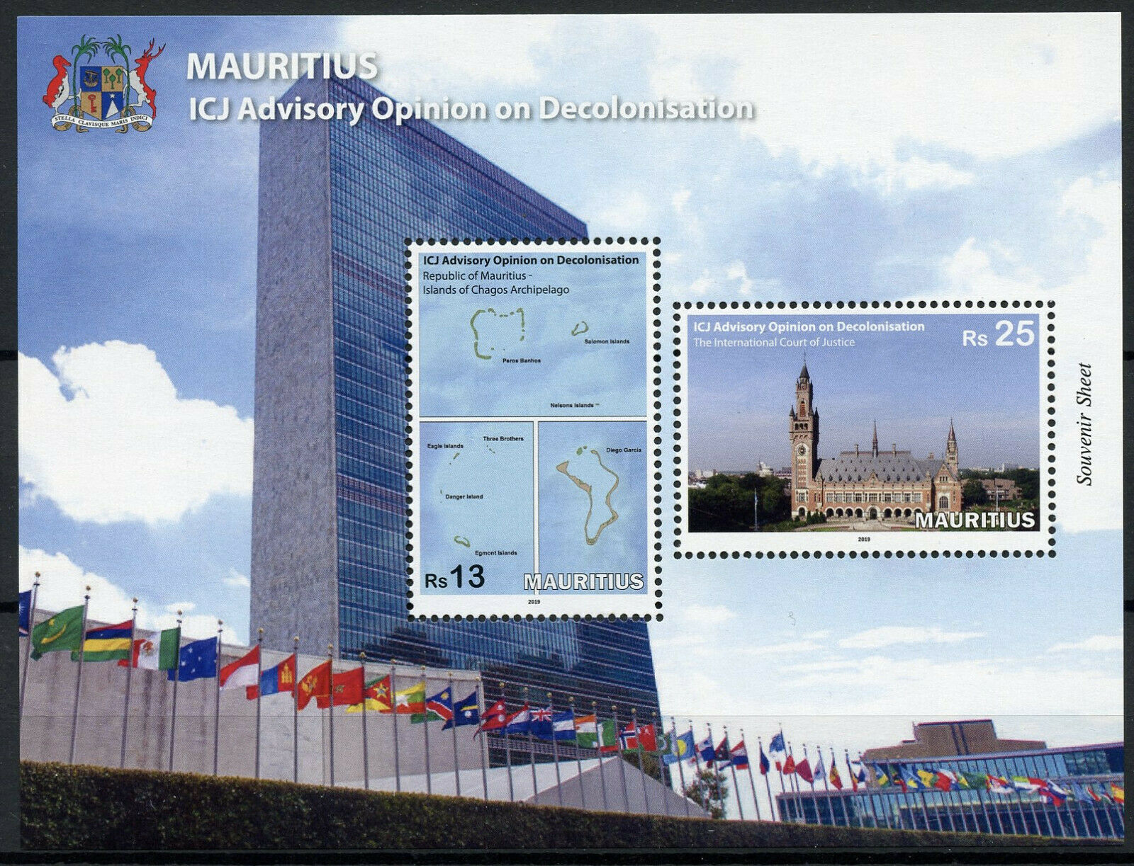 Mauritius Flags Stamps 2019 MNH ICJ Advisory Opinion Decolonisation Maps 2v M/S