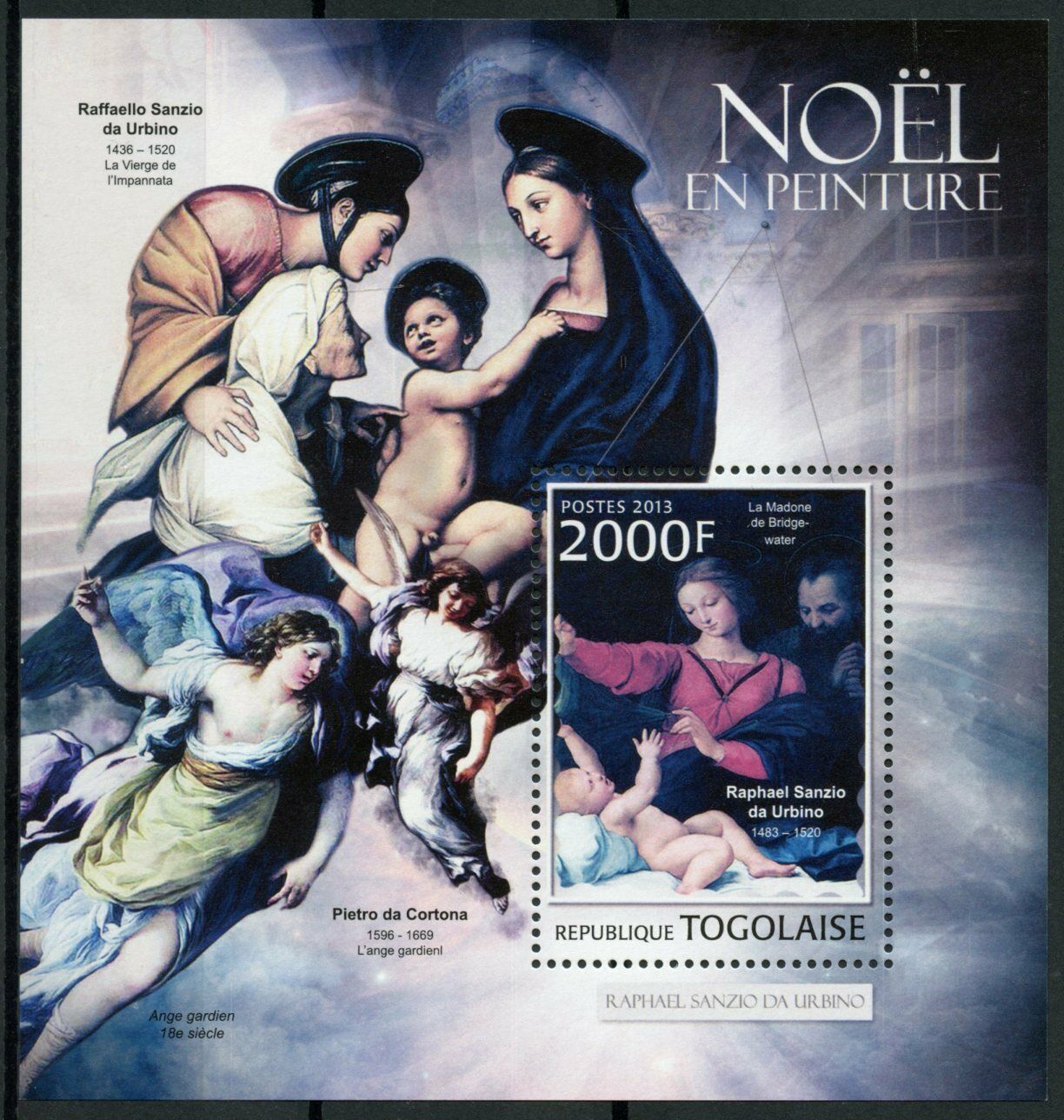 Togo Art Stamps 2013 MNH Christmas Paintings Raphael Pietro da Cortona 1v S/S