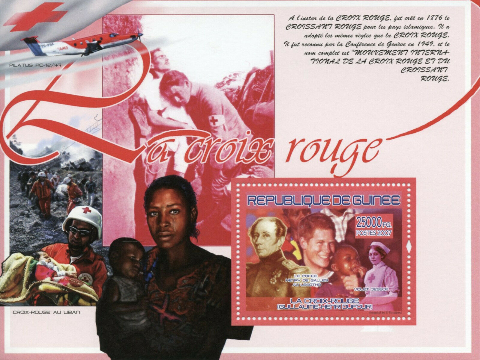 Guinea Red Cross Stamps 2007 MNH Medical Guillaume-Henri Dufour 1v S/S I