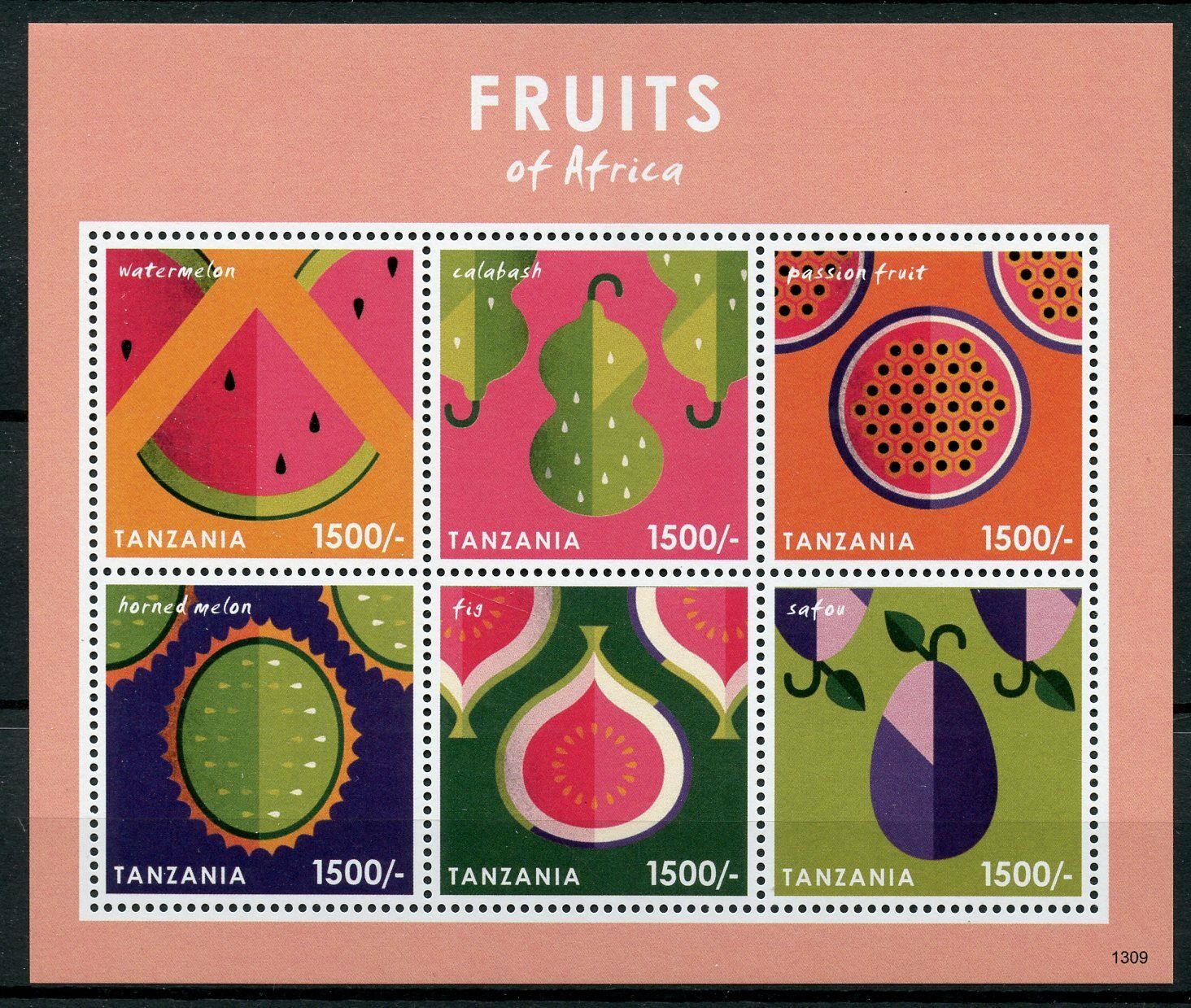 Tanzania 2013 MNH Fruits of Africa Stamps Calabash Fig Safou Watermelon 6v M/S