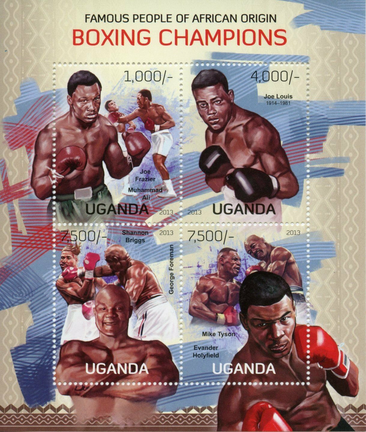 Uganda Boxing Stamps 2013 MNH Muhammad Ali Mike Tyson George Foreman 4v M/S