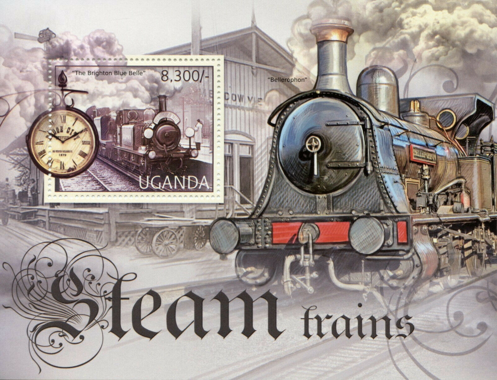 Uganda Steam Trains Stamps 2012 MNH Brighton Blue Belle Railways Rail 1v S/S