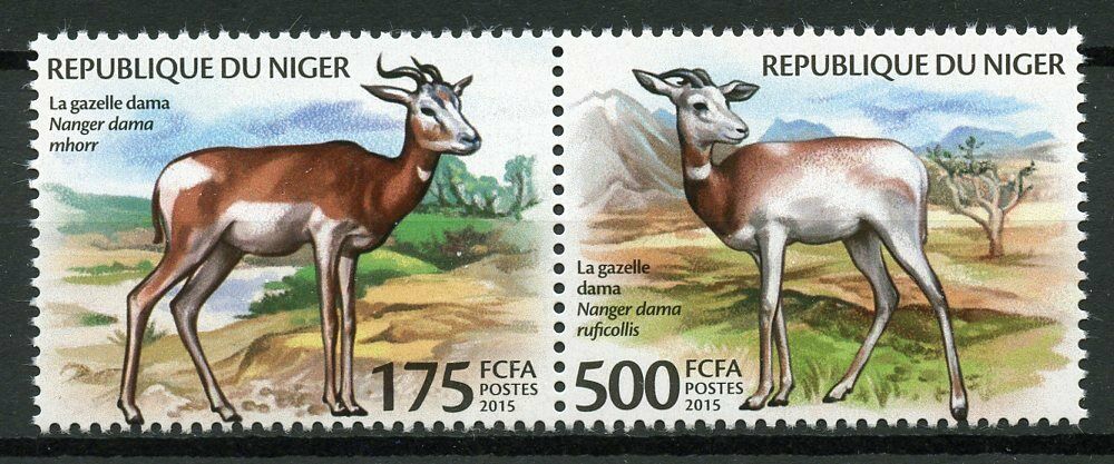 Niger Wild Animals Stamps 2015 MNH Dama Mhorr Gazelle Fauna 2v Set