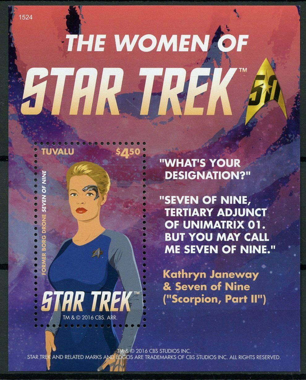 Tuvalu 2015 MNH Women of Star Trek Stamps Seven of Nine Borg Drone Voyager 1v S/S