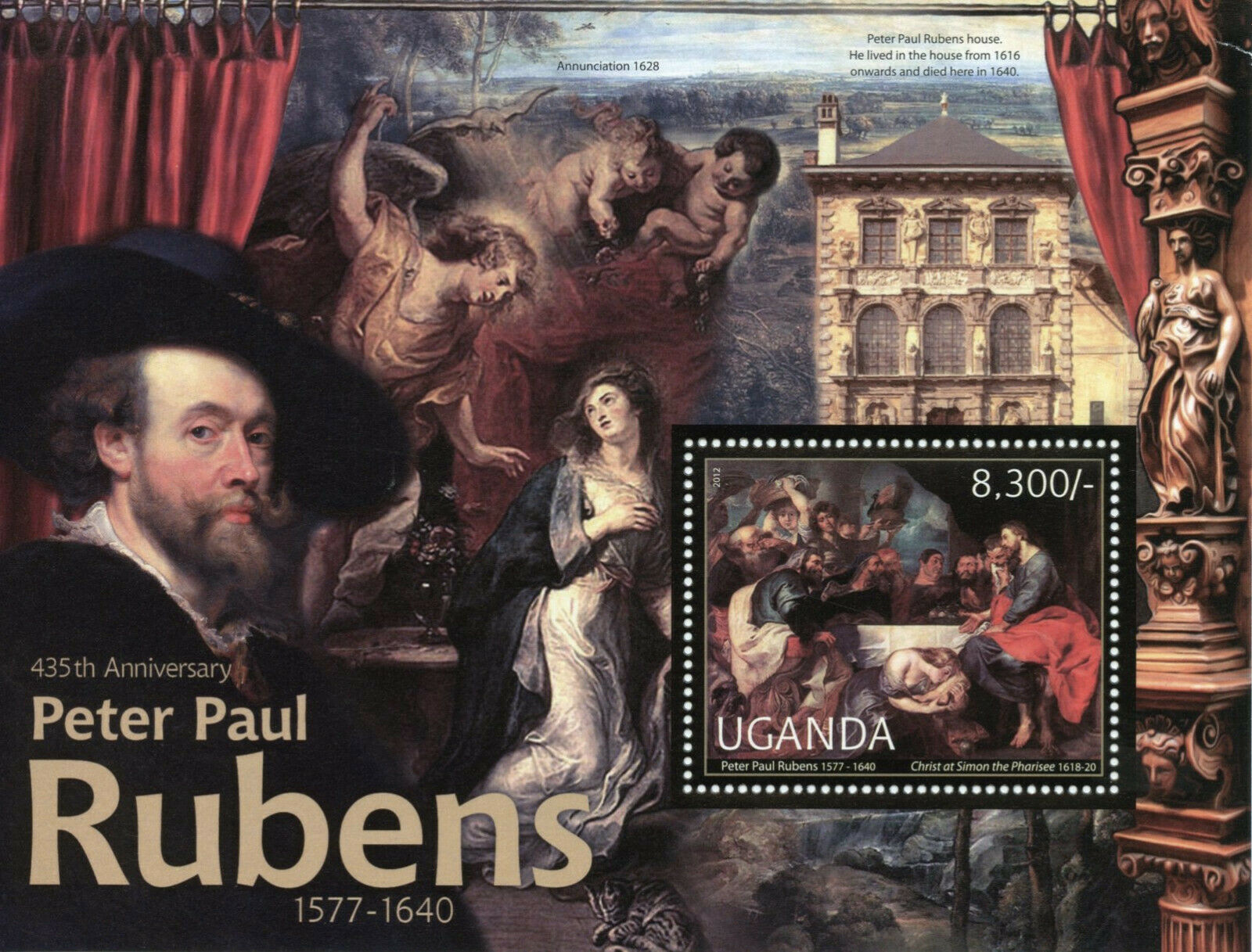 Uganda Art Stamps 2012 MNH Peter Paul Rubens Paintings Simon the Pharisee 1v S/S