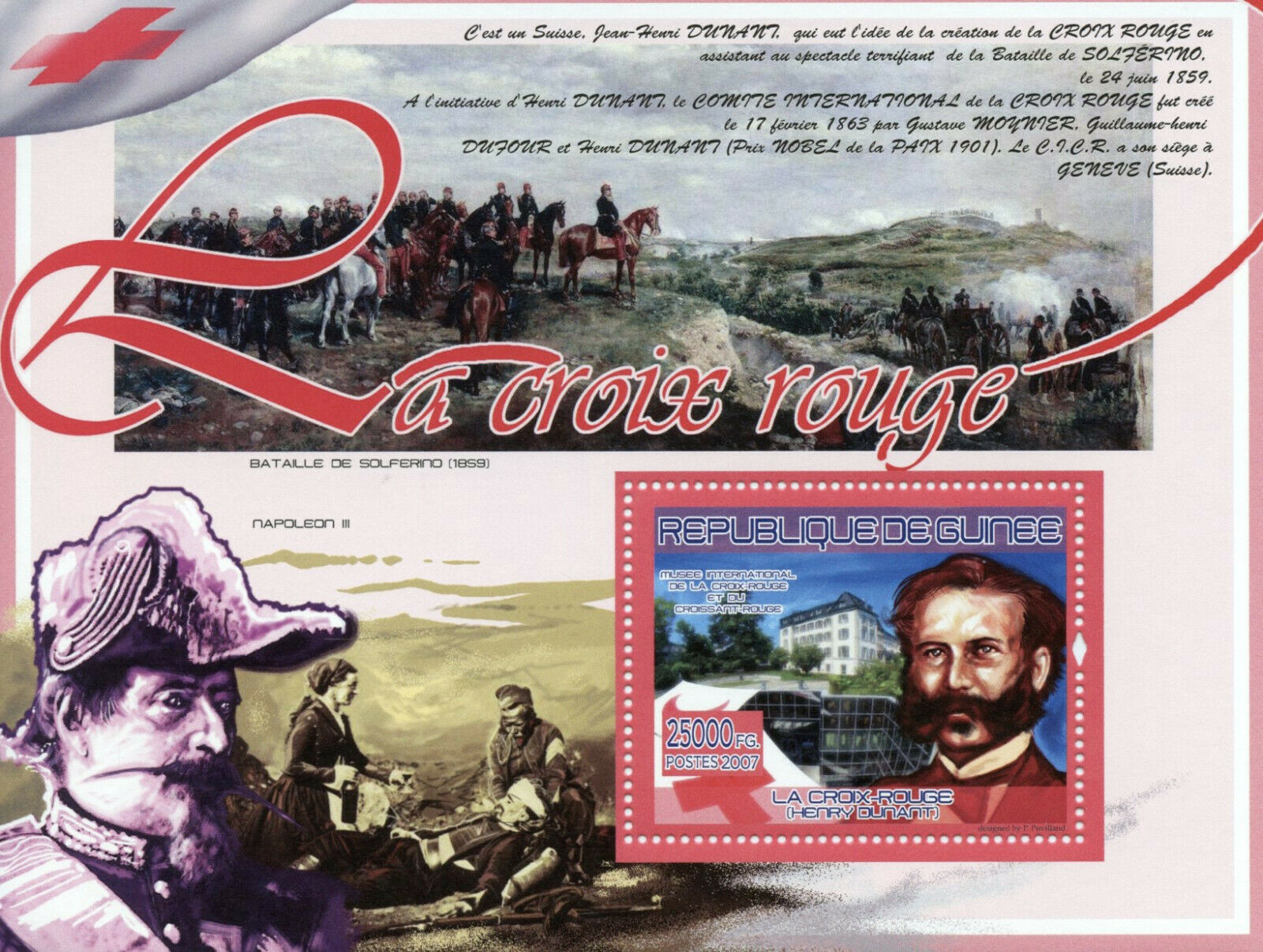 Guinea Red Cross Stamps 2007 MNH Medical Henri Dunant Napoleon III 1v S/S III