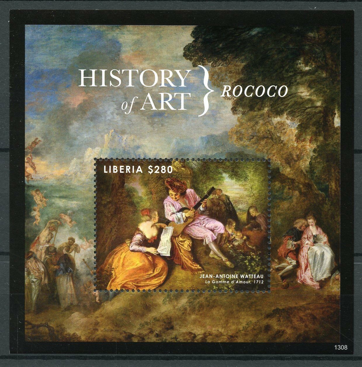 Liberia History of Art Stamps 2013 MNH Rococo Jean-Antoine Watteau 1v S/S