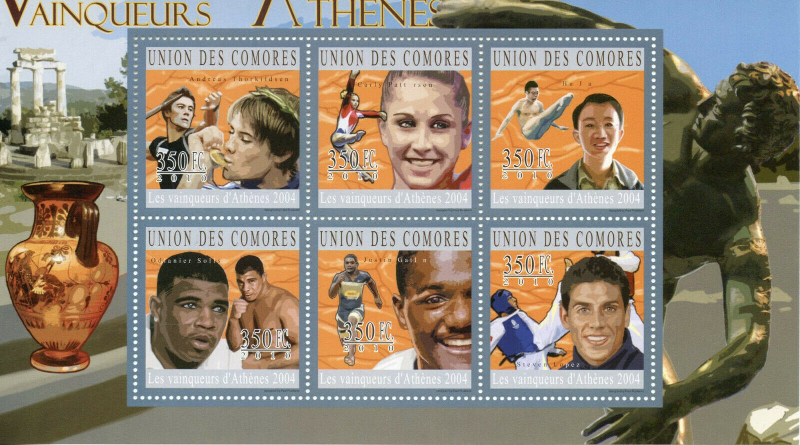 Comoros Olympics Stamps 2010 MNH Athens 2004 Boxing Taekwondo Athletics 6v M/S