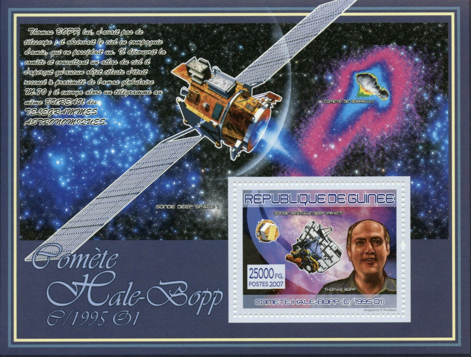 Guinea Space Stamps 2007 MNH Hale-Bopp Comet Comets Thomas Bopp 1v S/S I