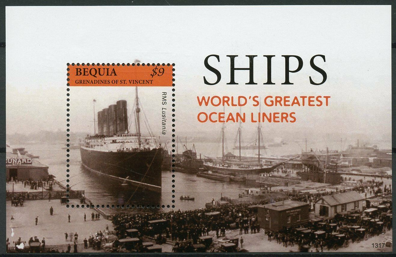 Bequia Gren St Vincent 2013 MNH Ships Stamps Ocean Liners Lusitania 1v S/S