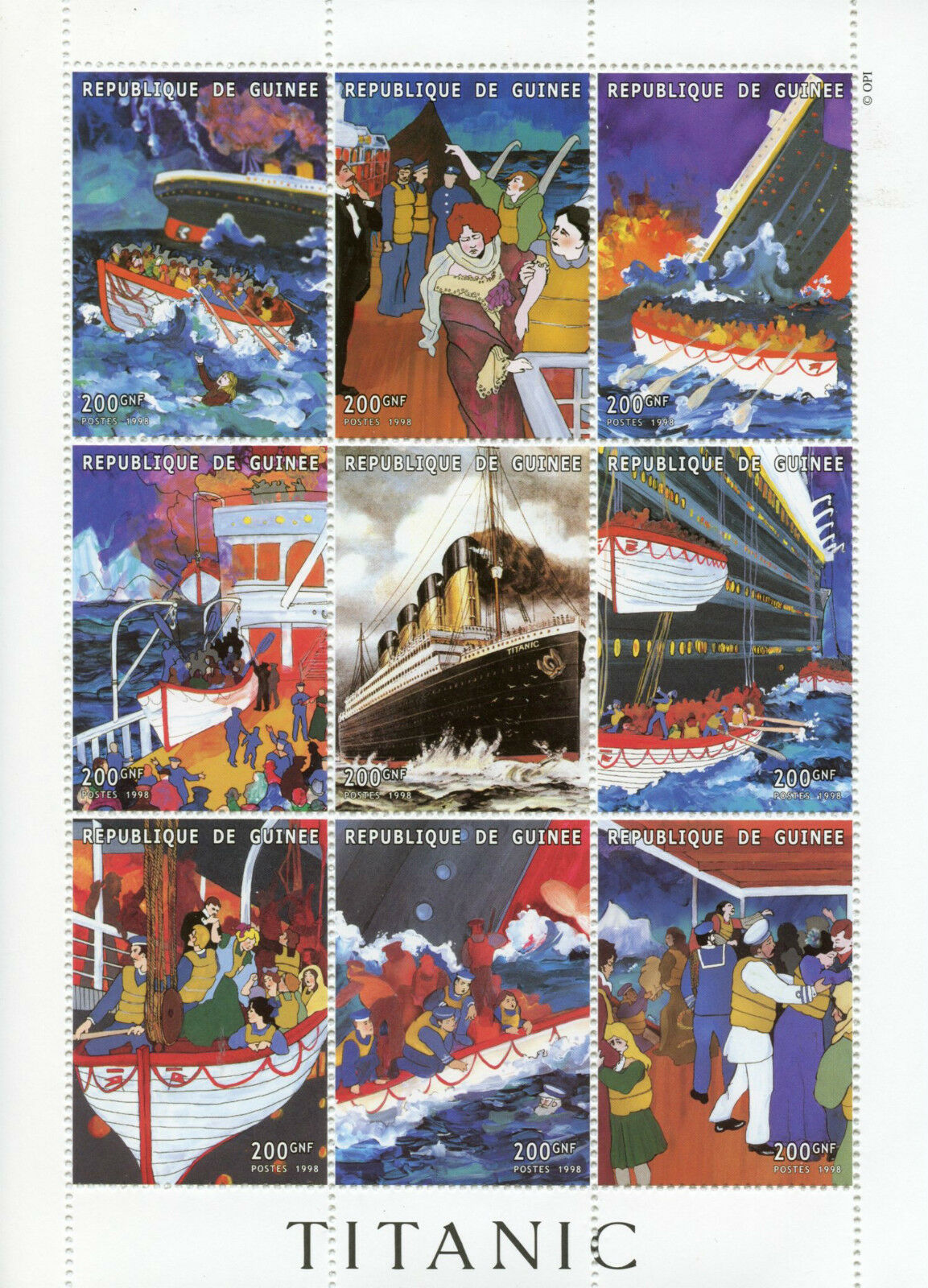 Guinea Ships Stamps 1998 MNH RMS Titanic Nautical Boats 9v M/S