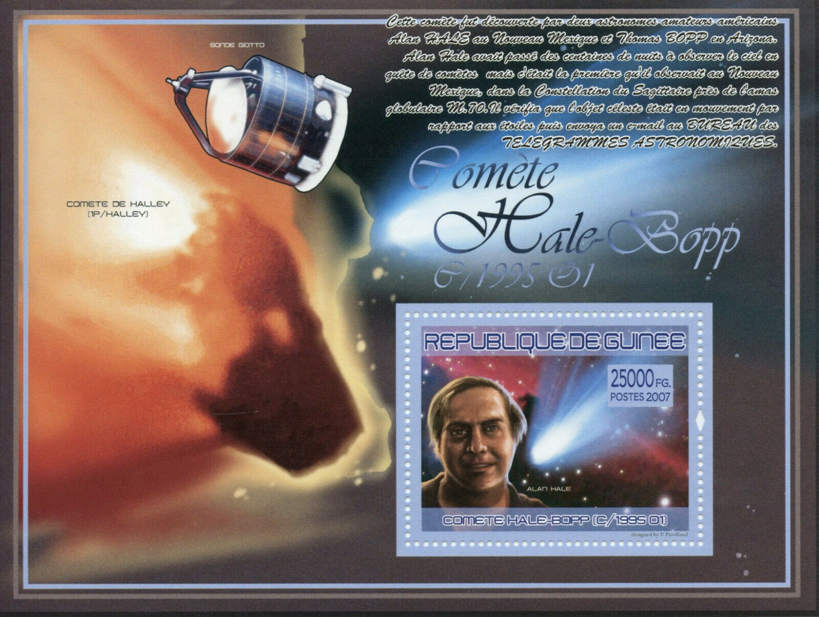 Guinea Space Stamps 2007 MNH Hale-Bopp Comet Comets Halley's Alan Hale 1v S/S II