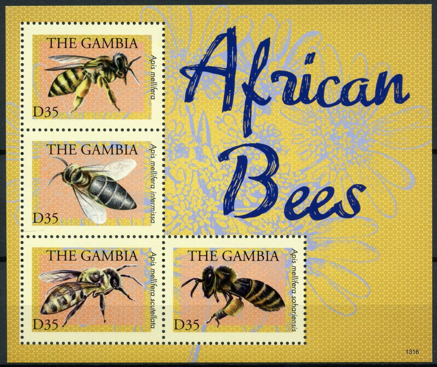 Gambia 2013 MNH African Bees Stamps Honey Bee Insects 4v M/S