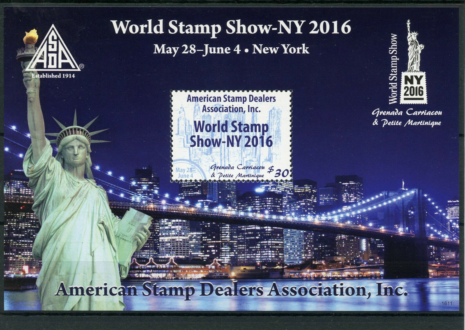 Grenadines Grenada 2016 MNH World Stamps Show NY2016 Statue of Liberty 1v S/S