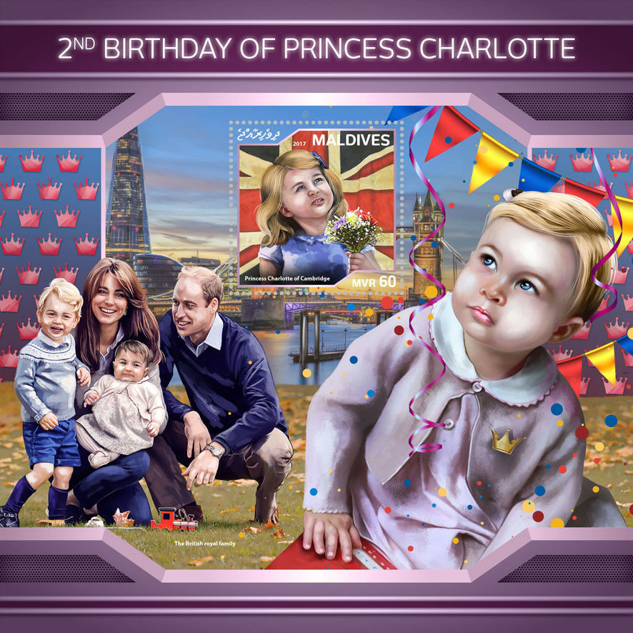 Maldives 2018 MNH Princess Charlotte Prince William & Kate 1v S/S Royalty Stamps