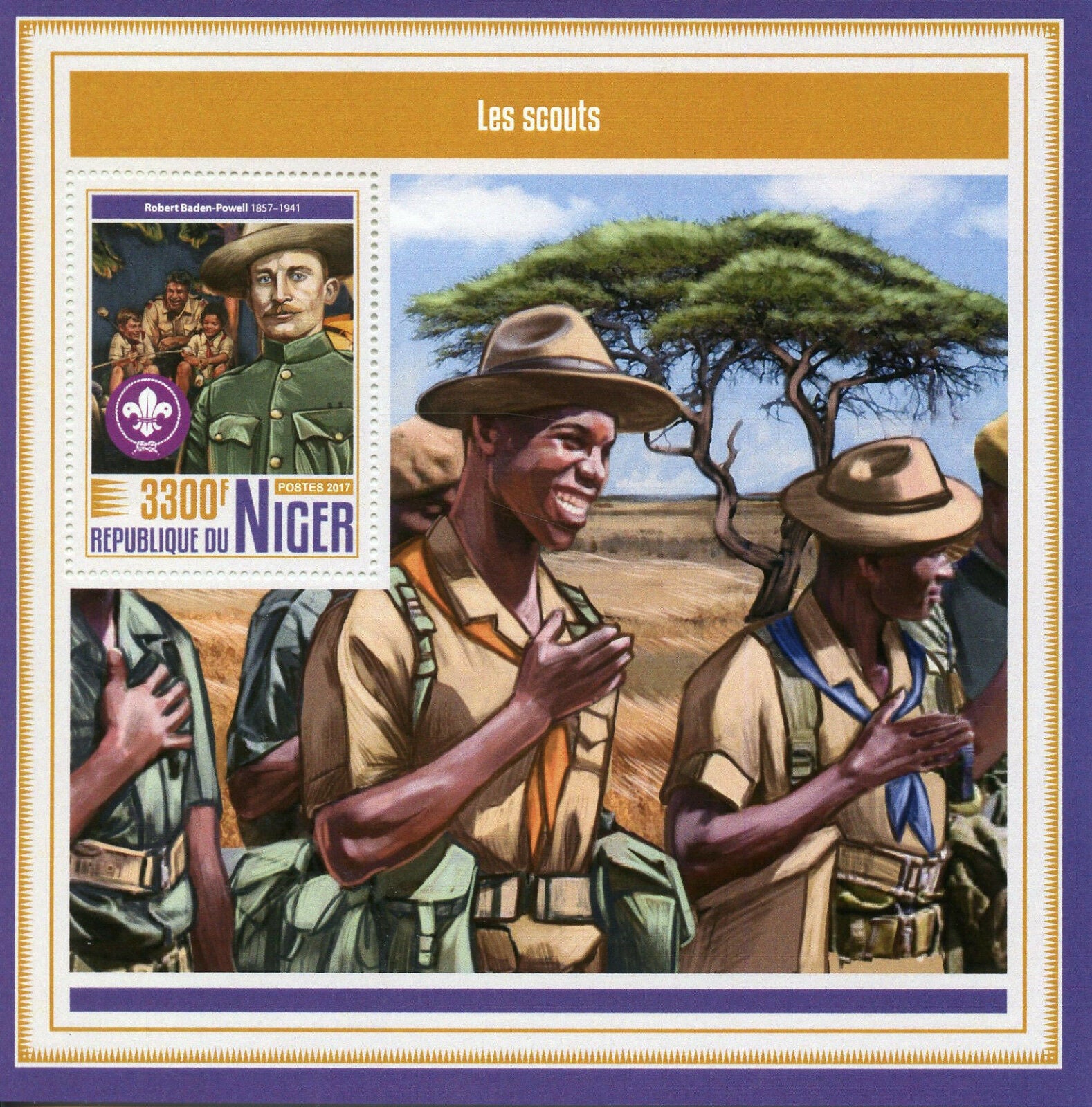 Niger 2017 MNH Boy Girl Scouts Scouting Robert Baden-Powell 1 S/S Stamps