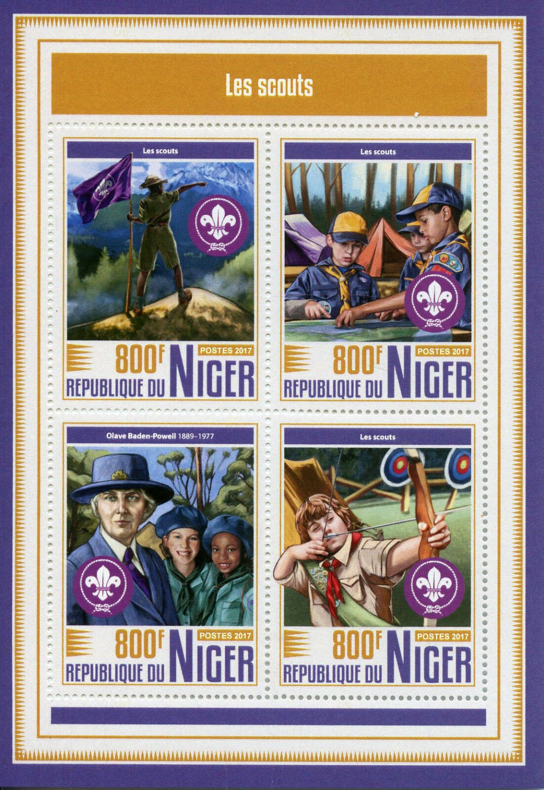 Niger 2017 MNH Boy Girl Scouts Scouting Olave Baden-Powell 4v M/S Stamps