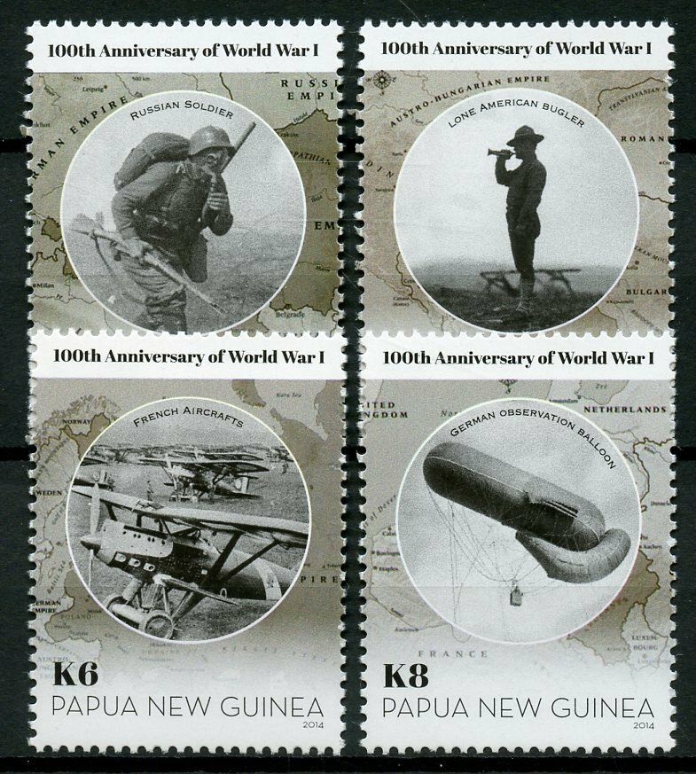 Papua New Guinea PNG 2014 MNH WWI WW1 World War I 4v Set Aviation Stamps