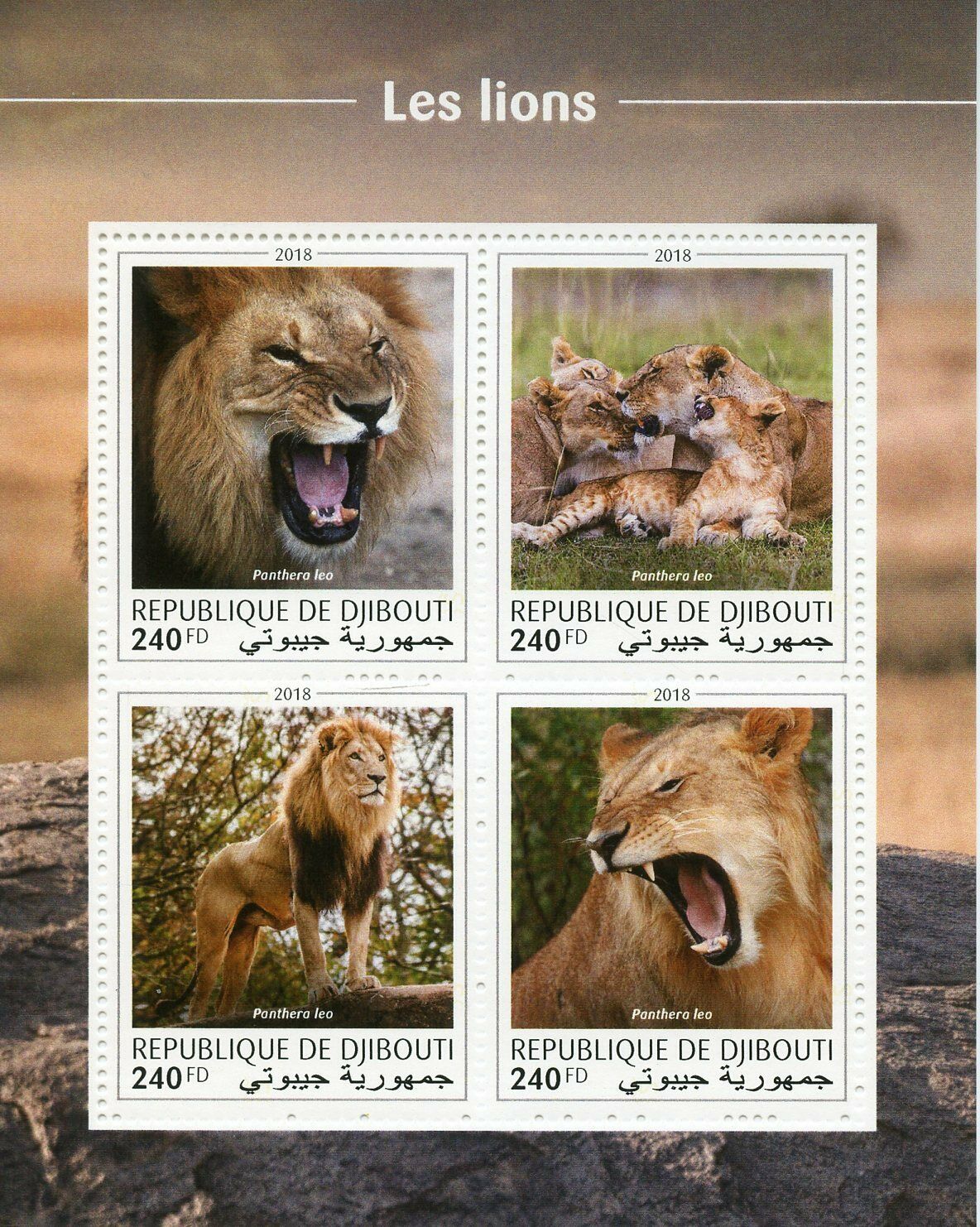 Djibouti 2018 MNH Wild Animal Stamps Lions Big Cats Fauna 4v M/S