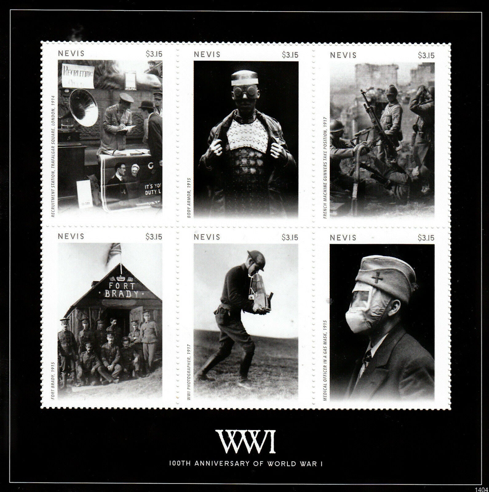 Nevis 2014 MNH WWI WW1 World War I 100th Anniv 6v M/S II Military Stamps