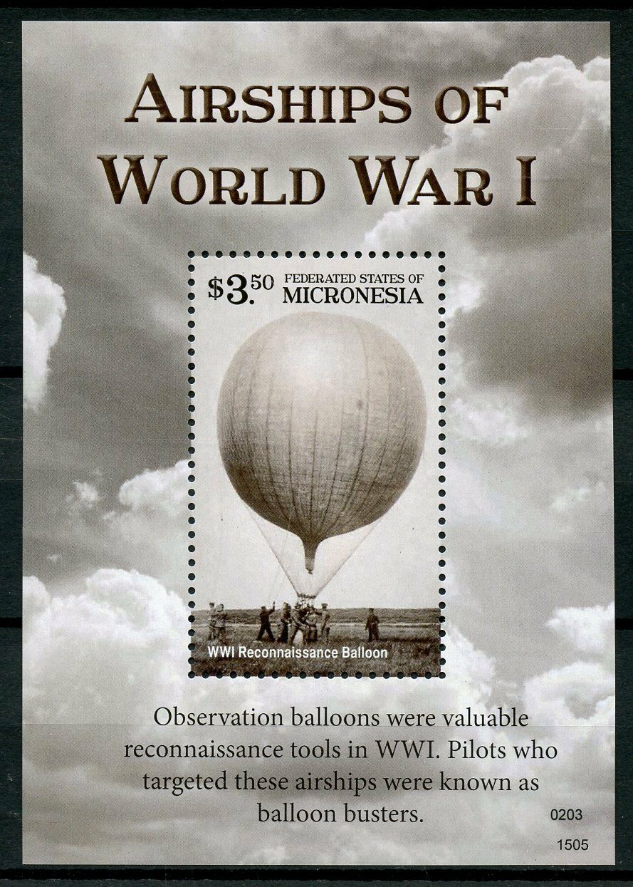 Micronesia 2015 MNH WWI WW1 Airships of World War I 1v S/S Aviation Stamps