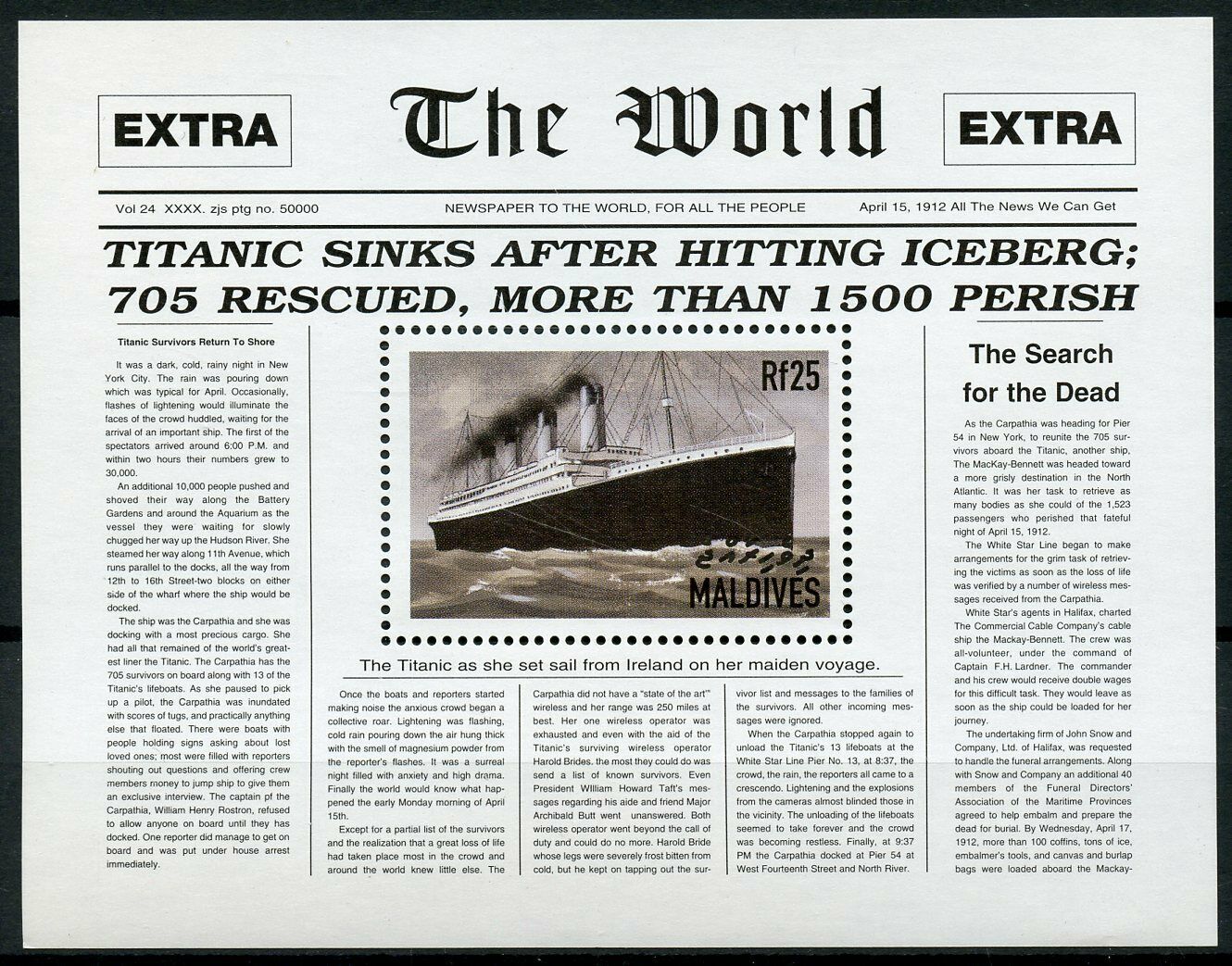 Maldives 1998 MNH Ships Stamps Titanic Nautical 1v S/S