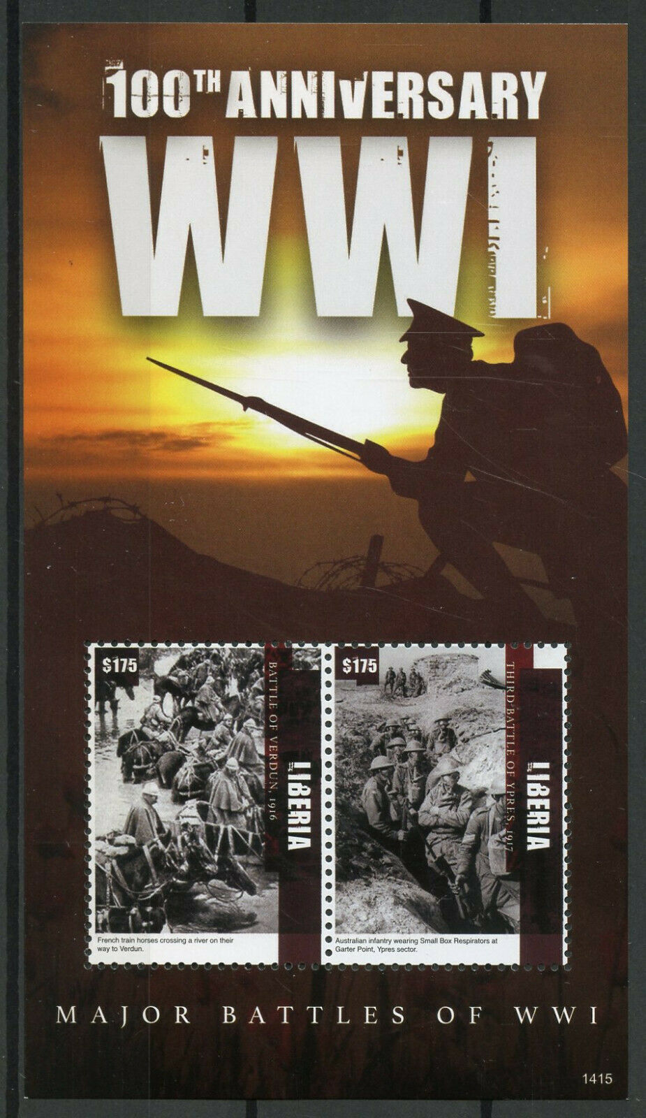 Liberia 2014 MNH Military Stamps WWI WW1 World War I Major Battles Verdun Ypres 2v S/S