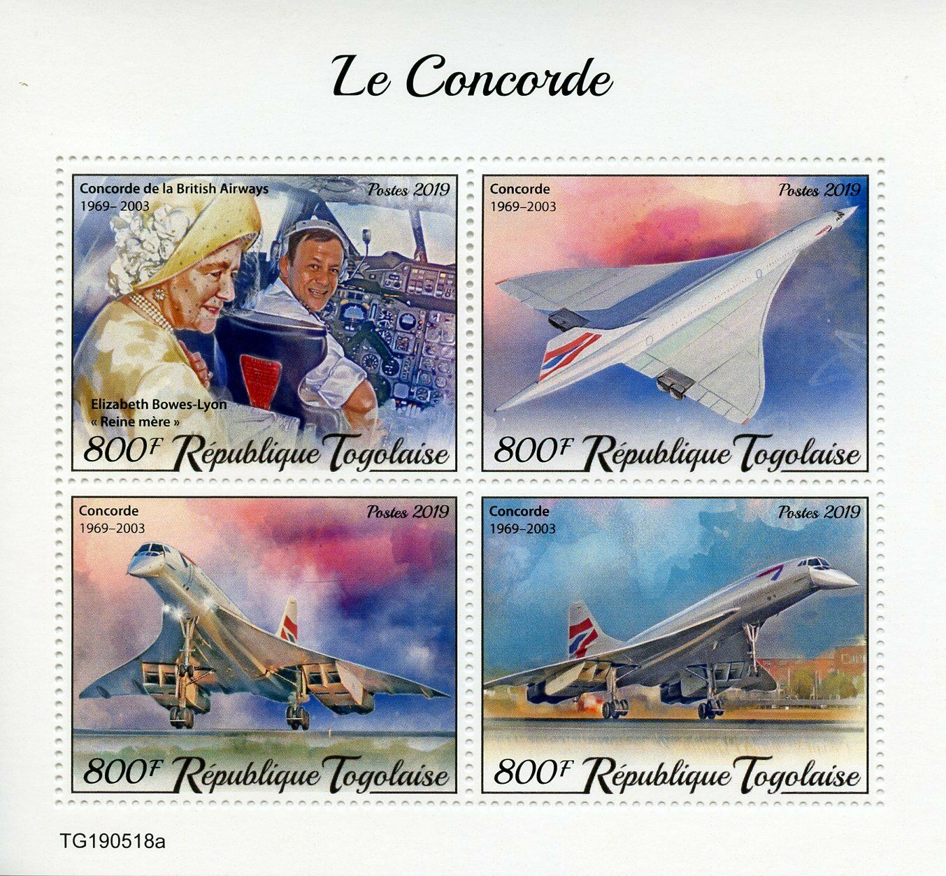 Togo Aviation Stamps 2019 MNH Concorde Queen Mother Royalty 4v M/S