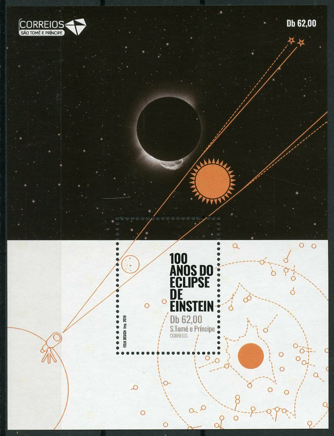 Sao Tome & Principe 2019 MNH Albert Einstein Stamps Solar Eclipse Science 1v S/S