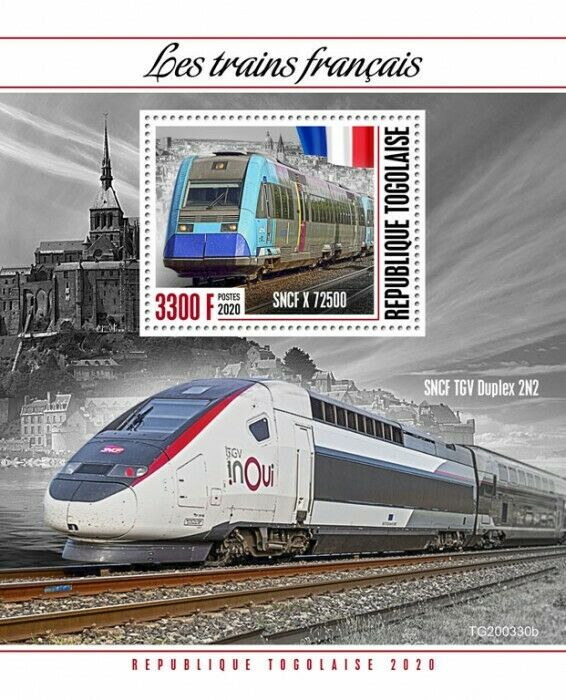 Togo French Trains Stamps 2020 MNH SCNF X 72500 TGV Duplex Railways Rail 1v S/S