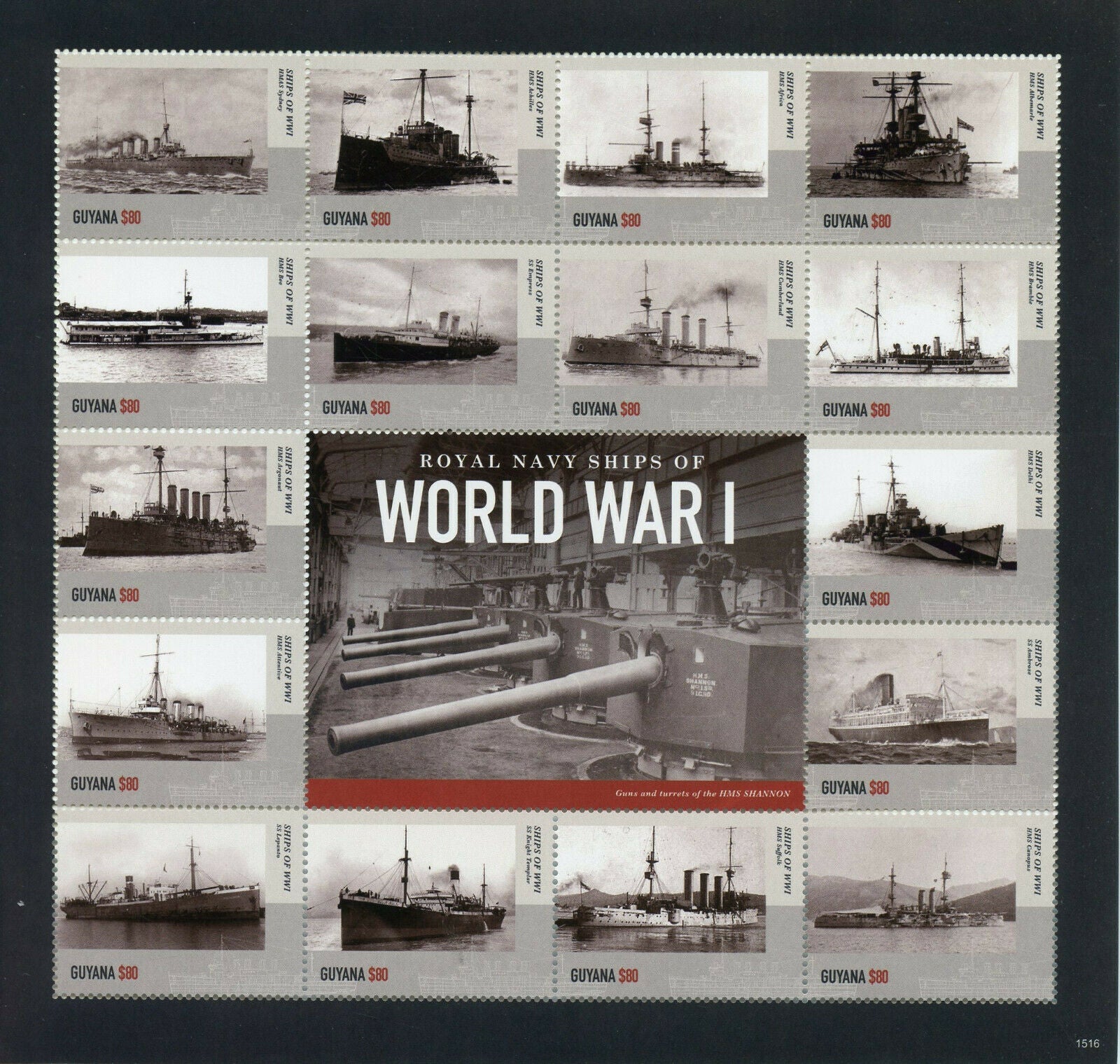 Guyana 2015 MNH Military Stamps WWI WW1 Royal Navy Ships First World War 16v M/S II