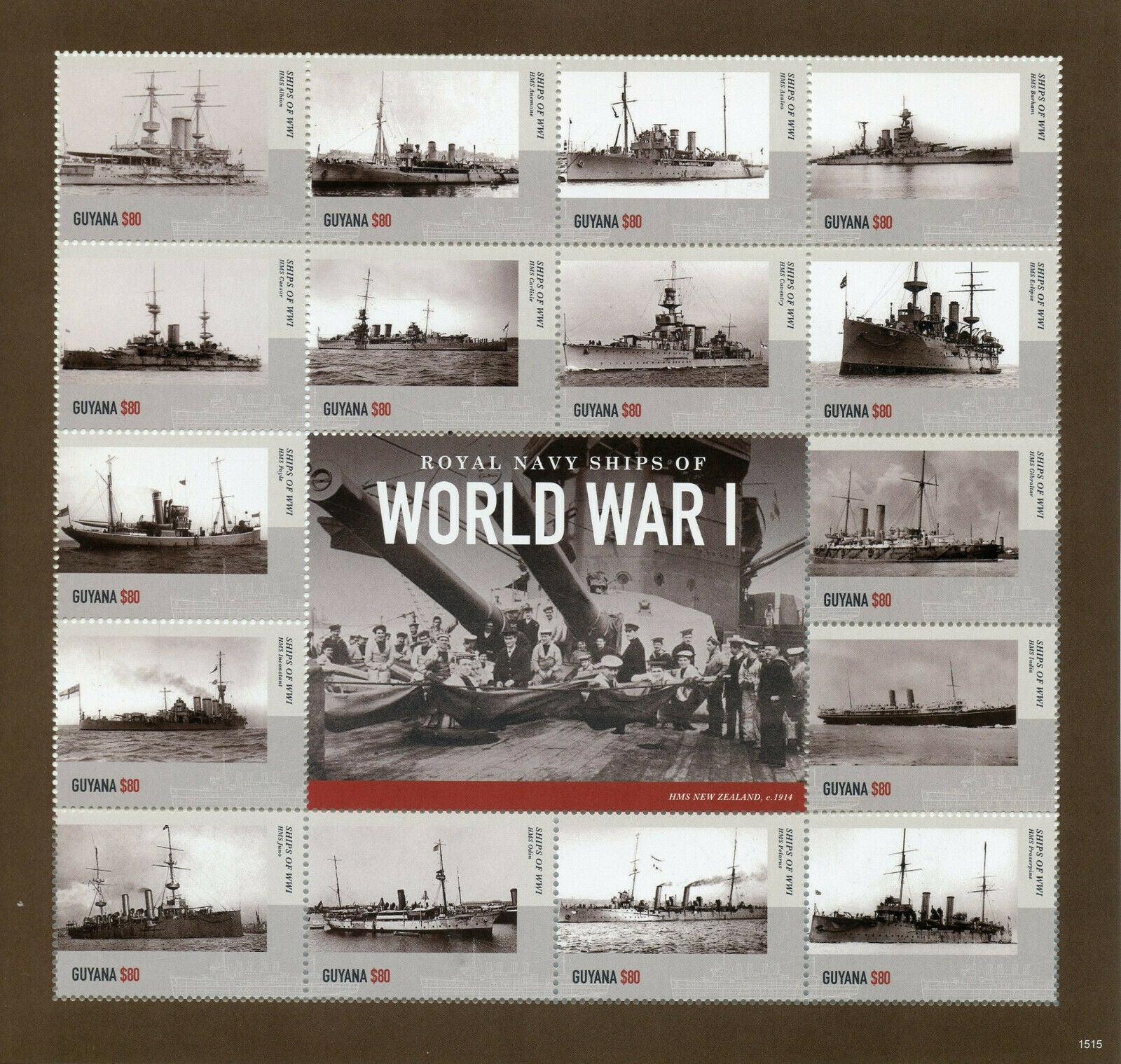 Guyana 2015 MNH WWI WW1 Royal Navy Ships First World War I 16v M/S I Stamps