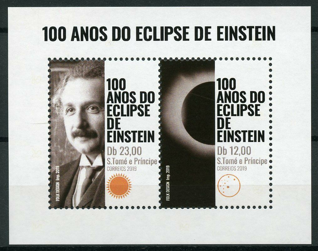 Sao Tome & Principe 2019 MNH Albert Einstein Stamps Solar Eclipse Science 2v M/S