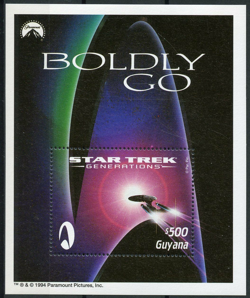Guyana 1994 MNH Star Trek Stamps Generations Boldly Go Enterprise 1v S/S