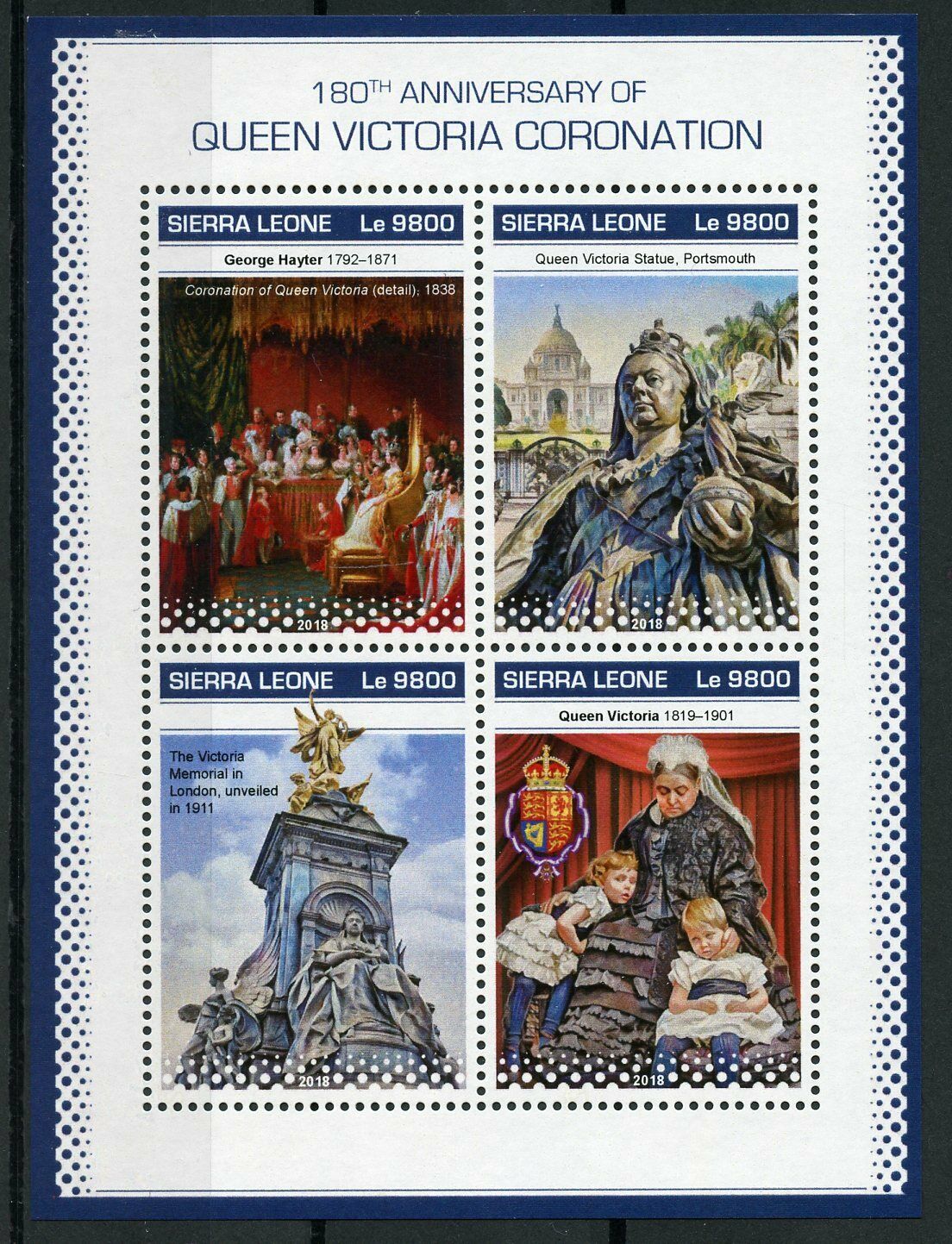 Sierra Leone Royalty Stamps 2018 MNH Queen Victoria Coronation 180 Years 4v M/S