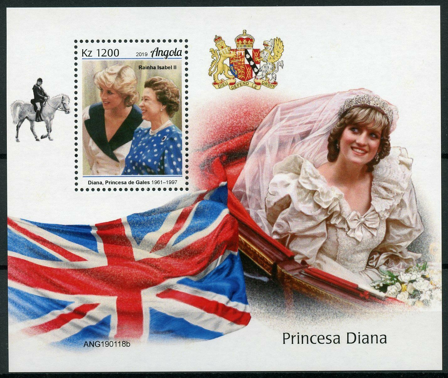 Angola Royalty Stamps 2019 MNH Princess Diana Queen Elizabeth II 1v M/S