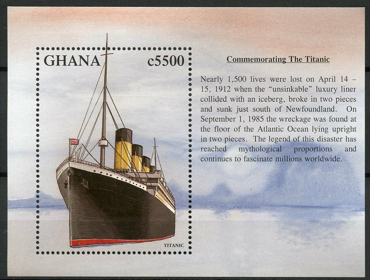 Ghana 1998 MNH Commemorating Titanic 1v S/S Boats Ships Nautical Stamps