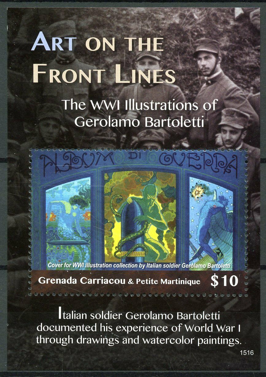Grenada Grenadines 2015 MNH WWI WW1 Art Gerolamo Bartoletti 1v S/S War Stamps
