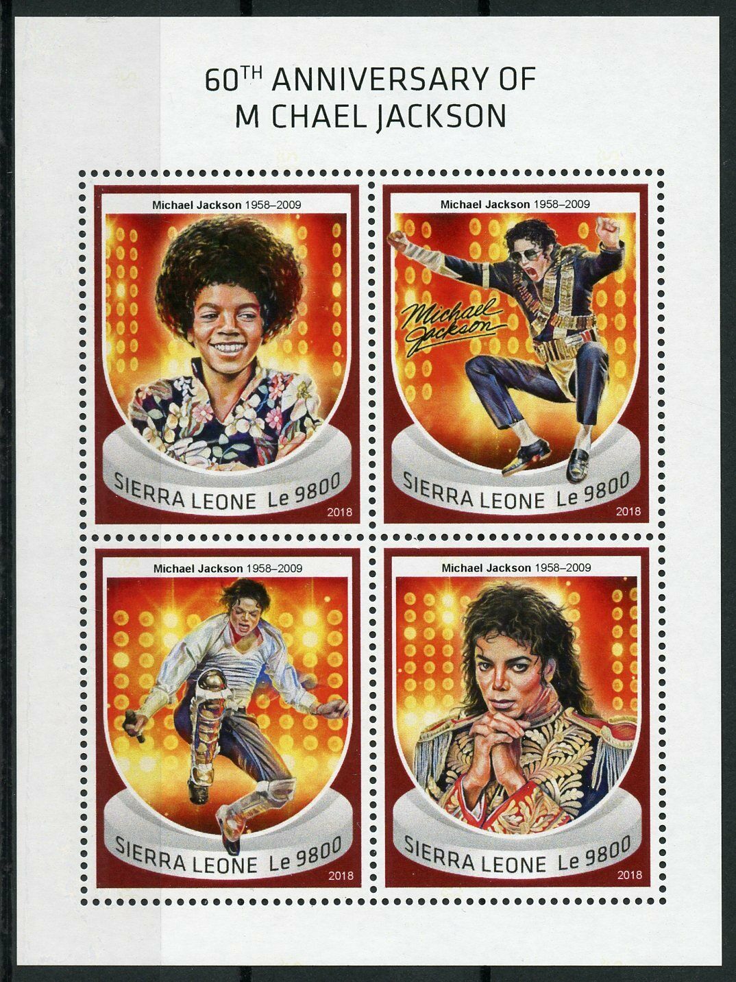 Sierra Leone Michael Jackson Stamps 2018 MNH Famous People Music 4v M/S