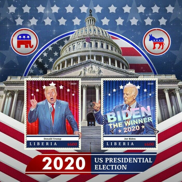 Liberia Joe Biden Stamps 2020 MNH Donald Trump US Presidential Election 2v S/S