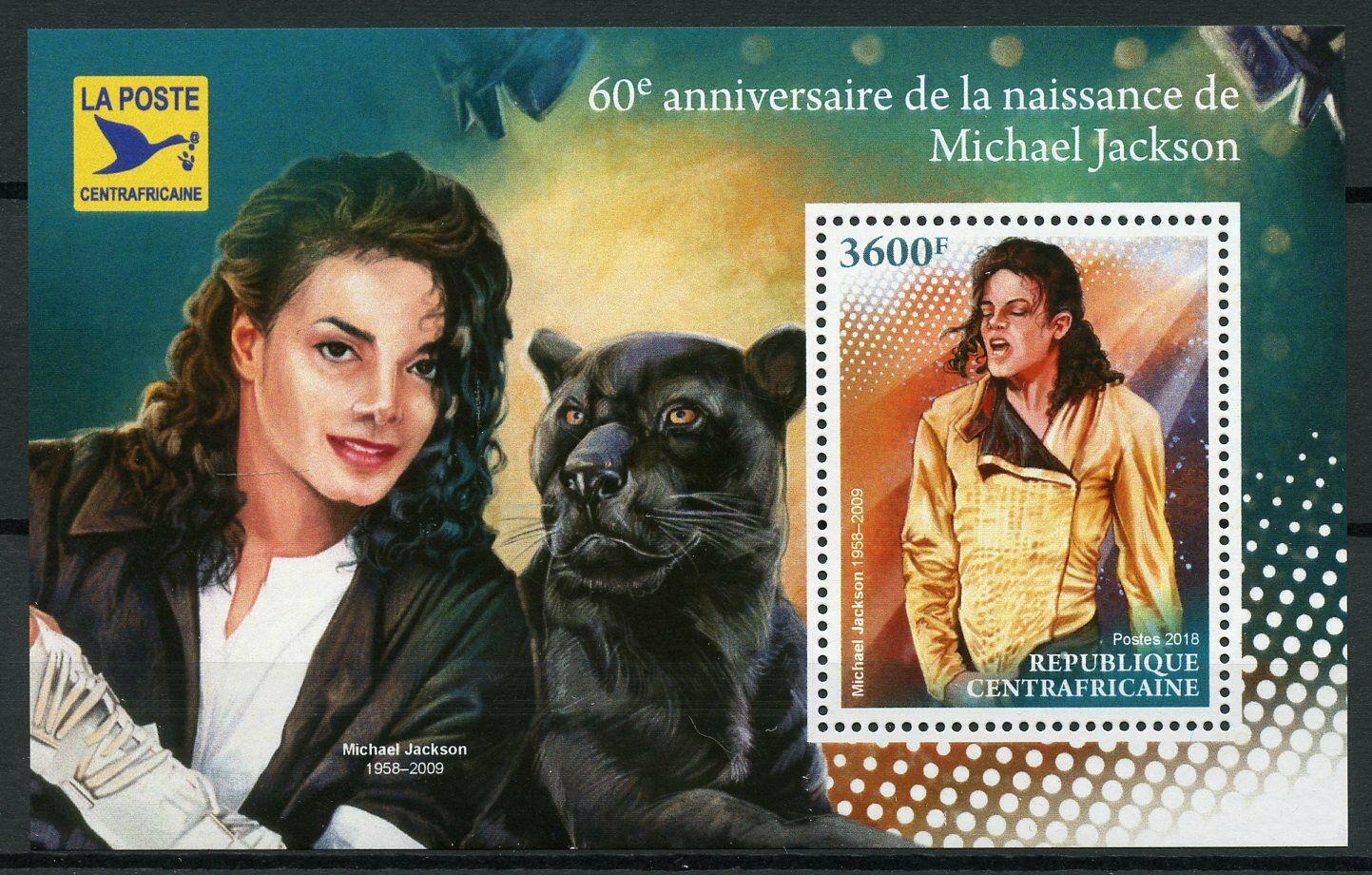 Central African Rep Michael Jackson Stamps 2018 MNH Famous People Music 1v S/S