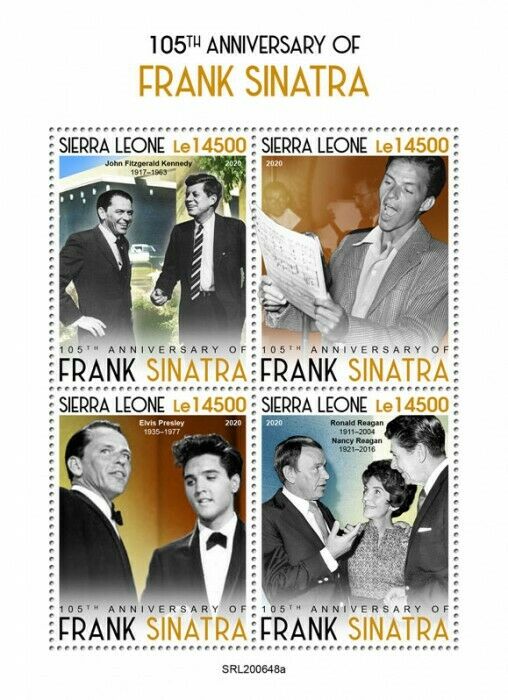 Sierra Leone Music Stamps 2020 MNH Frank Sinatra JFK Elvis Presley Reagan 4v M/S