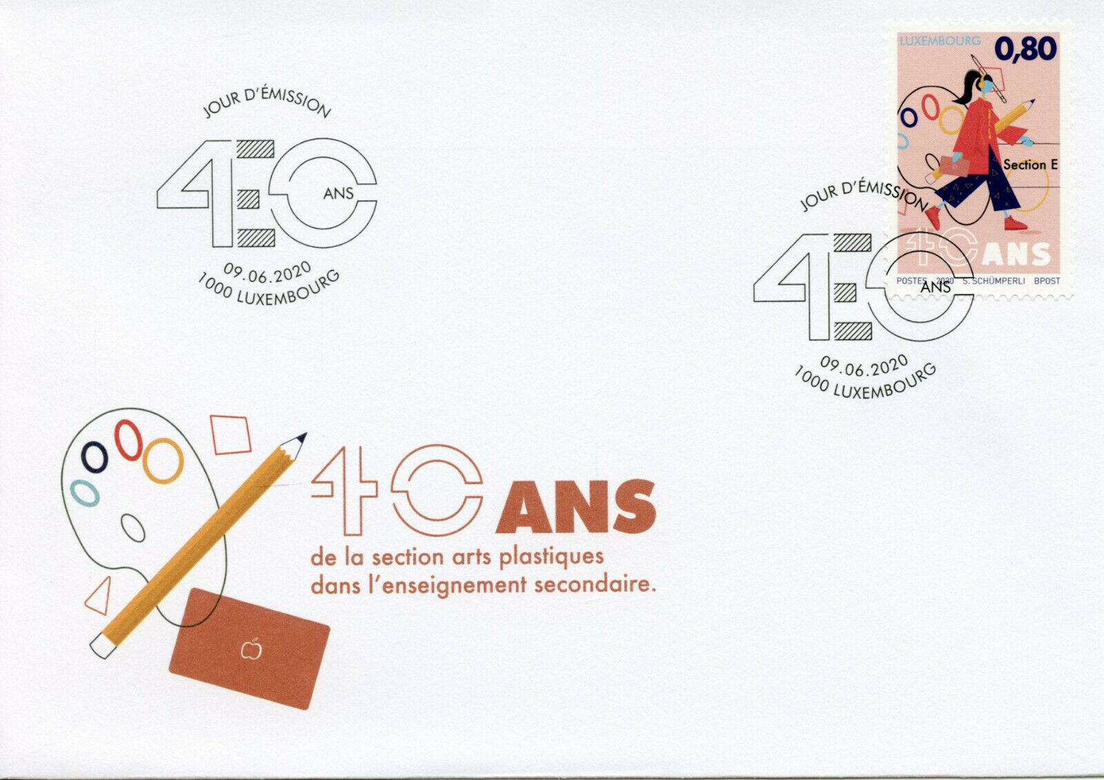 Luxembourg Art Stamps 2020 FDC Arts Section Secondary Education 40 Years 1v Set