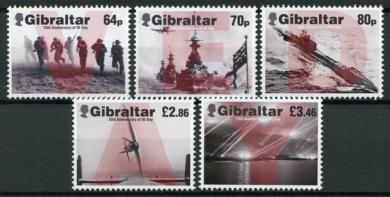 Gibraltar Military & War Stamps 2020 MNH WWII WW2 VE Day Ships Aviation 5v Set